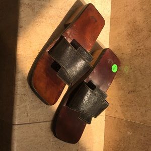 Jeutta Neumann leather and wood sandals